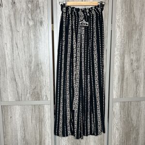 Angie Wide Leg Pants Size S Palazzo High Waist Bohemian Black White NEW